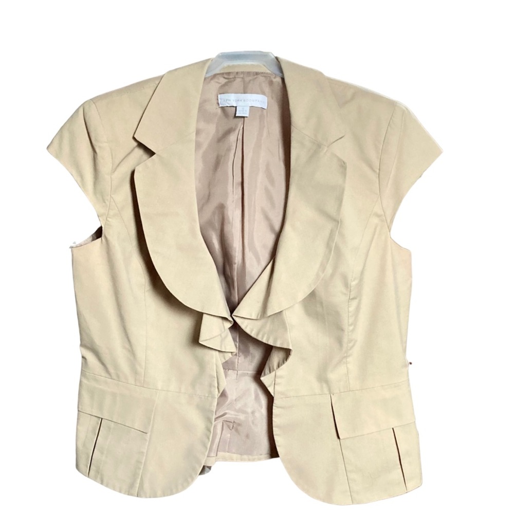 New York & Company Women's Suit Jacket Short Sleeves Size 12 Top Blazer